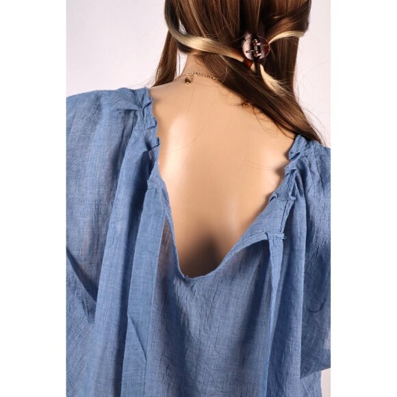 Lauren Conrad women's‎ Blue Tie-Neck Short-Sleeve Blouse size XXL - Picture 5 of 9